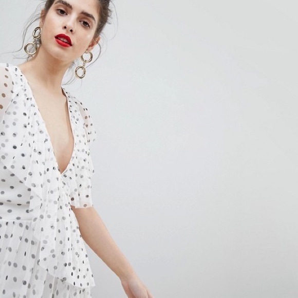 ASOS Design Polka Dot Tulle Dress Size 8 - Picture 4 of 8